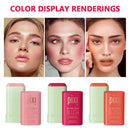Blush Stick Natural Nude Cream Blush for Cheeks Lips Buildable Solid Blush Formula with Velvet Finish, Easy-Blend Makeup Stick